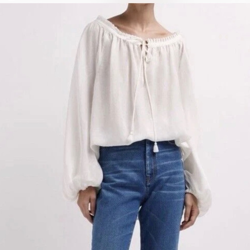 NWT Weekend Max Mara ivory linen calotta top-blouse size M